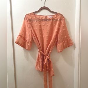 Pink Lily Top, Size L, Peachy Pink